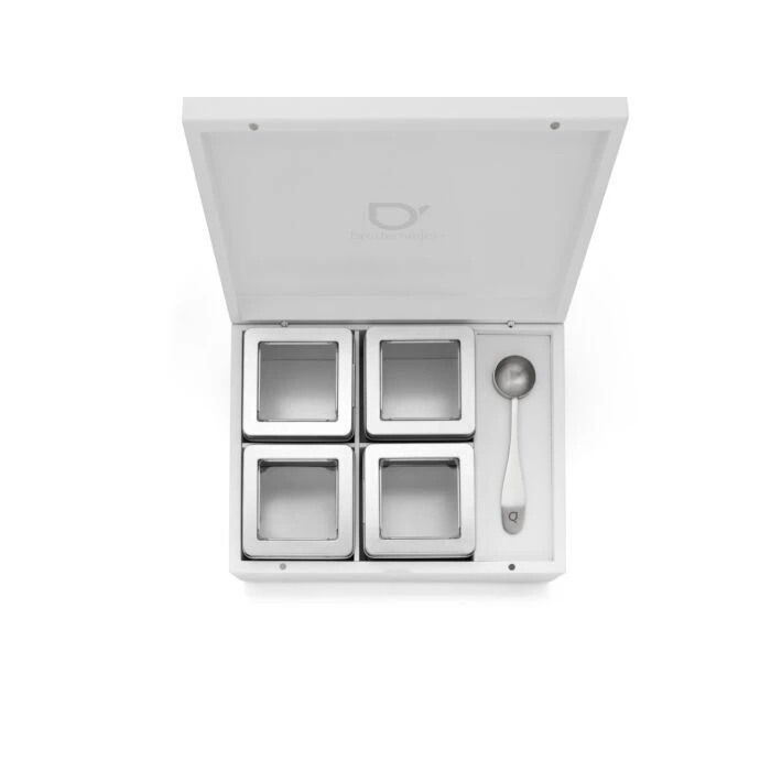 Bredemeijer theedoos met 4 blikjes en maatlepel bamboe wit Bredemeijer Theedoos Met 4 Blikjes En Maatlepel Bamboe Wit -Thee En Koffie Winkel 184016 2