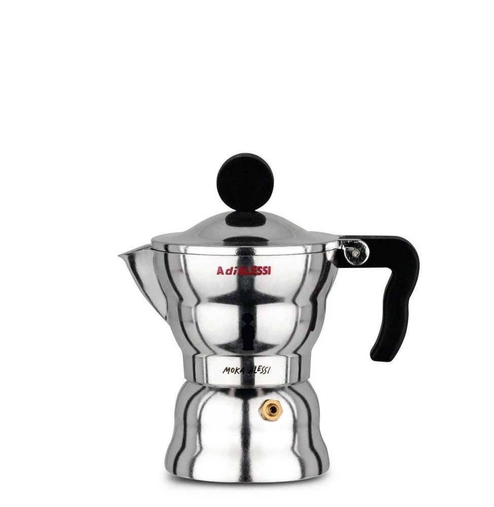 Alessi Moka mokapot 1-kops aluminium glans Alessi Moka Mokapot 1-kops Aluminium Glans -Thee En Koffie Winkel aam33 1 01