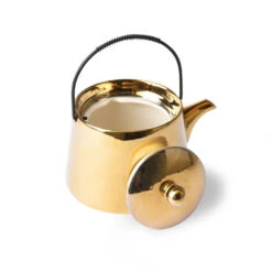 HK Living ACE6740 Bold & Basic Theepot 700 Ml Aardewerk Goudkleurig -Thee En Koffie Winkel ace6740 lr b 01
