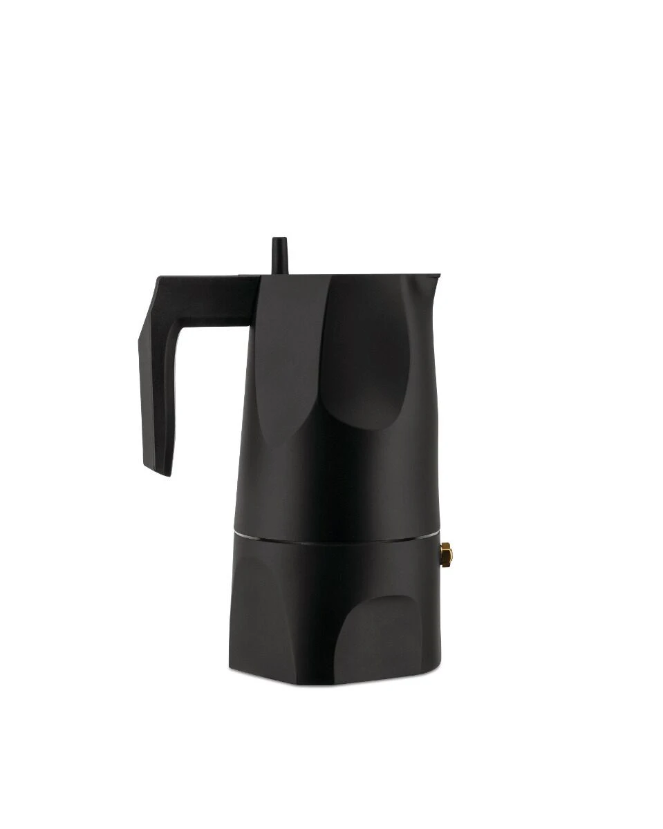 Alessi Ossidiana mokapot 3-kops aluminium zwart Alessi Ossidiana Mokapot 3-kops Aluminium Zwart -Thee En Koffie Winkel alessi 3 cup ossidiana coffeeespresso percolator