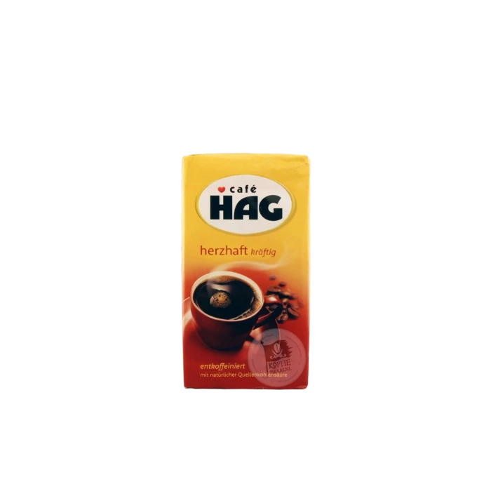 Café HAG Herzhaft Kraftig koffie CAFEÏNEVRIJ 500 g. Café HAG Herzhaft Kraftig Koffie CAFEÏNEVRIJ 500 G. -Thee En Koffie Winkel hag herzhaft kraftig cafe nevrij gemalen koffie ground coffee decaf