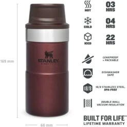 Stanley The Trigger-Action Travel Mug 250 Ml Wine -Thee En Koffie Winkel stanley pmi classic trigger action thermosbeker 250 ml wine eigenschappen